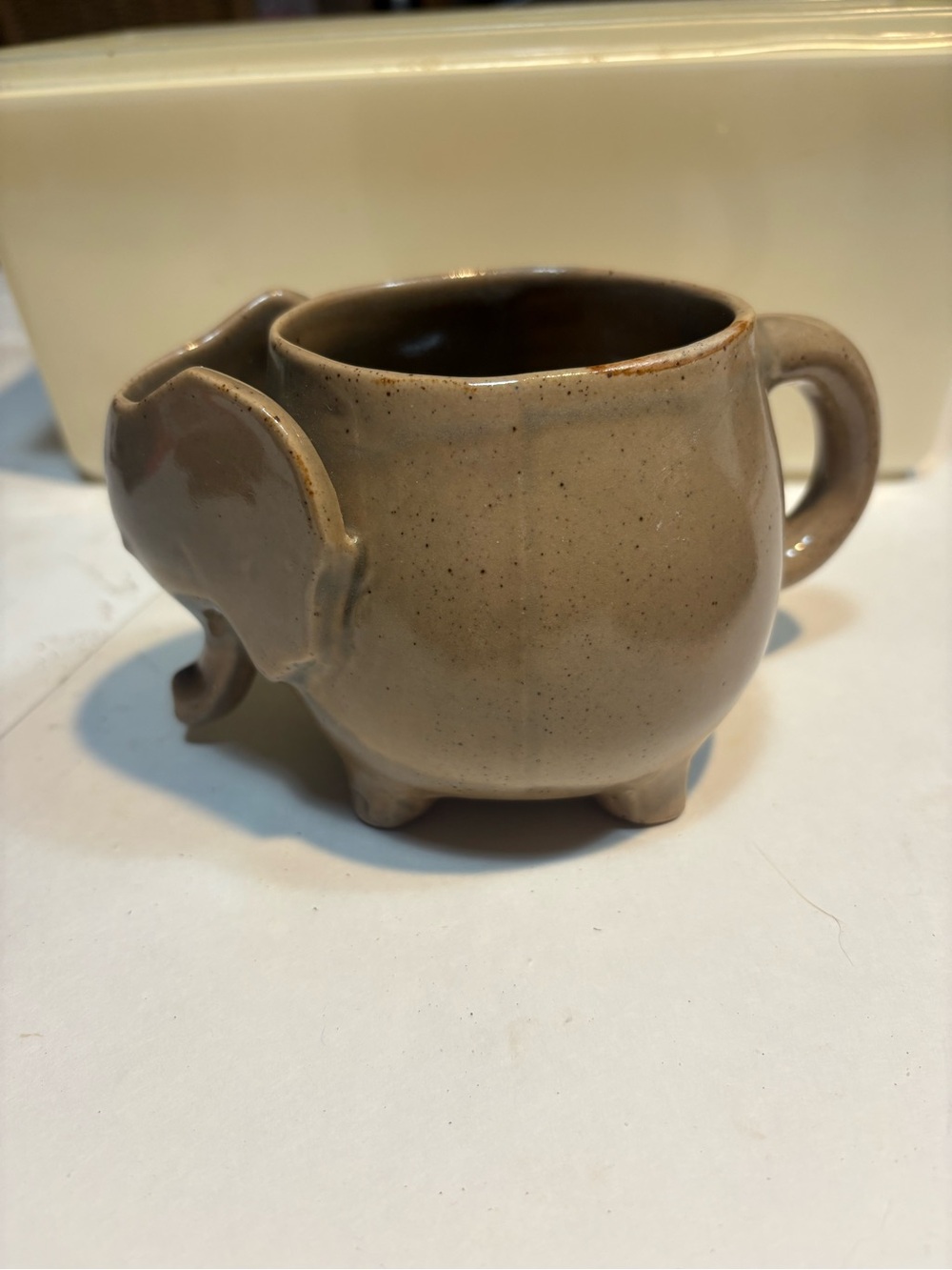 retired Urban Outfitters ceramic elephant mug speckled brown glaze trunk handle - Picture 5 of 11